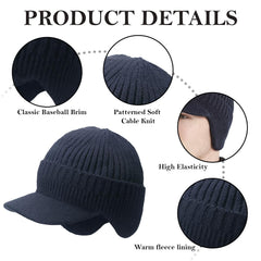 MOMISY Unisex Acrylic Woolen Beanie Helmet Skull Brim Cap for Men and Women-Free Size (Blue)