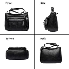 SYGA PU Leather Crossbody Bag for Women, Multi-Pocket Handbag (Black)