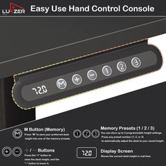 Lukzer Electric Automatic Height Adjustable Sit Stand Desk | Black Frame Black Top | Ergonomic Study Table with Digital Display & Memory Preset Option for Home & Office (EST-003/70 x 110 x 60cm)