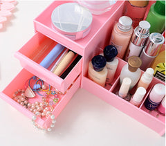 SYGA Cosmetic Makeup and Jewelry Storage Case Display - Spacious Design - Great for Bathroom, Dresser, Vanity and Countertop (Pink)