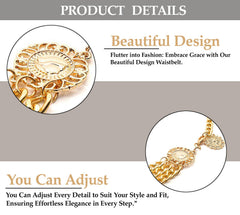 SYGA Women's Metal Waist Chain Dress Decorative Chain Adjustable Waist Thin Belt(Gold)