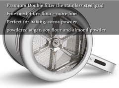 SYGA Stainless Steel Flour Sifter Large Baking Sieve Cup for Powdered Sugar