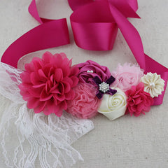 SYGA Pregnant Woman Baby Shower Maternity Flower Belt For MOM To Be & Daddy To Be Woman Belt Photography Props (Blue Wave)