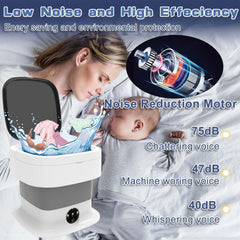Glorial Star Foldable Mini Portable Washing Machine for Clothes, Baby Laundry & Travel | Compact Electric Washer with Spin Basket & Drain Function (Big Machine)