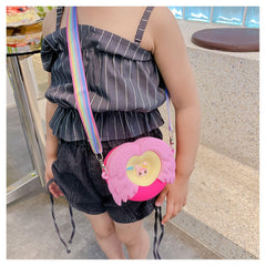 SYGA Children Angel Wings Pop It Sling Silicone Messenger Heart Design Bag Cartoon Coin Bag for Toddlers Kids (Pink)