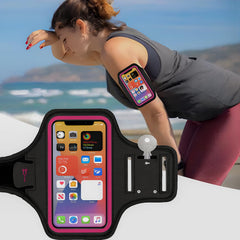 MOMISY Armband Arm Band Bag for Mobile for Cycling, Running, Jogging, Gym Exercise, Outdoor Sports Waterproof Compatible with iPhone & Other Phones, Size up to 7.0 inch (Pink)