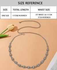SYGA Women's Decorative Waist Chain For Long Shirt Dress,Crystal Rhinestone Belt(SILVER)