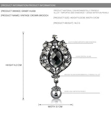 SYGA Brooch Pin Fashion Crystal Gray Rhinestone Jewellery Pin Vintage Clothing Accessories Decoration Versatile design Brooches For Women- S66