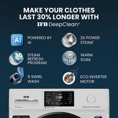 IFB 7 Kg 5 Star, DeepClean® Technology, AI Powered, WiFi, Fully Automatic Front Load Washing Machine (SERENA GXN 7012 CMS, PowerSteam®, 9 Swirl, Steam Refresh, Inbuilt Heater, Eco Inverter, Grey)