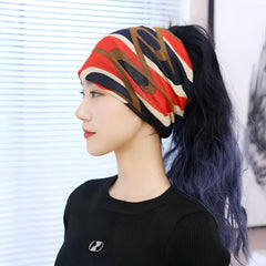MOMISY Soft Stretch Chemo Scarf Beanie | Breathable Slouchy Hat with Stylish Prints for Women (Orange)