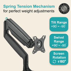White Mulberry |DIY| Heavy-Duty Mechanical Spring Monitor Arm | Desk Mounted Monitor Stand for 17-45 Inch Monitor |16Kg Screen Capacity|VESA 75X75&100X100|Adjustable Desk Mount-(Single Screen)