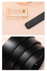SYGA Women's Belt PU Leather Genuine Cowhide, Simple And Fashionable Decorative Suit Trouser Belt(Black)