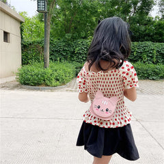 SYGA Children's Cat Shoulder Bag Cartoon Backpack PU Leather Kids Small Kitten Handbag Purse Wallet for Toddlers Kids (Black)