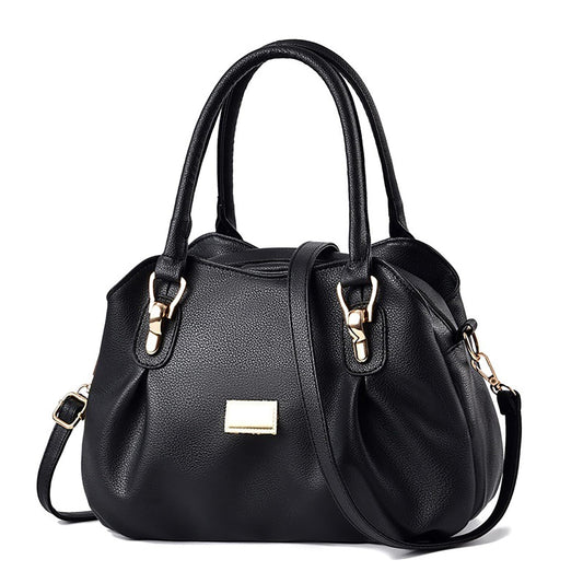 SYGA Women's Bags Soft Leather Middle-Aged And Elderly Women's Bags Single Shoulder Crossbody Bag(Black)