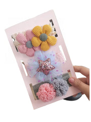 SYGA 3 Pcs Children Girl Baby Elastic Hairband Princess Wind Bow Flower Headband Suit Baby Headdress Photo Hair Accessories for 0-3 Years (Color - A) - Multicolor
