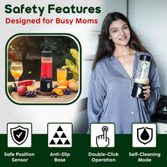 InstaCuppa Stainless Steel Portable Blender for Smoothies & Juices,Mixer Juicer that Crushes Ice,Electric Shaker USB Rechargeable Battery with 4000 mAh 230 Watts Motor,500 ML Juice Maker,Black