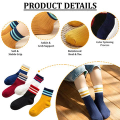MOMISY 5 Pairs Baby kids Girl Boys Toddlers InfantmCotton Stretch Baby Socks (IN, Age, 0 Months, 12 Months, Multi2Bars/)