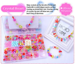 SYGA Plastic Beads for Kids Crafts Children's Jewelry Making Kit DIY Bracelets Necklace Hairband and Rings Craft Kits Birthday for 4, 5, 6, 7-Year-Old Little Girls(DIYBeadsSet-6) Multicolor