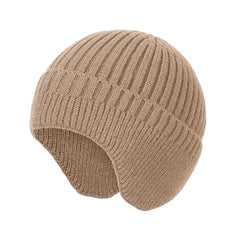 SYGA Winter Woolen Hat Men Ears Protection Beanie Knitted Hat Soft Plush Warm Cap (Above 15 Year) Khaki