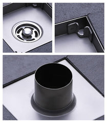 SYGA 304 Stainless Steel Square Shower Room Floor Drain Sanded Finish 15 x 15 cm