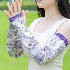 MOMISY UV Sun Protection Arm Sleeves with Thumb Hole Sun Protection Hand Cover for Running and Cycling for Women, Loose-Fit Cooling Cover, 1 Pair (Purple)
