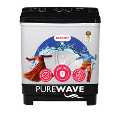 SHARP 7 kg, 5 star with E-Spin Pulsator,Semi-Automatic Top Loading Washing Machine, 1300 RPM (ES-SD70NB-FB, Black, Pure Wave)