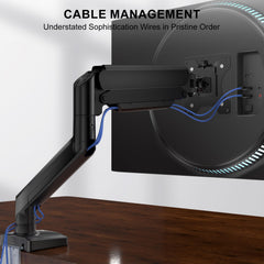 WALI Single Monitor Mount, Gas Spring Monitor Arm for 17-34 inch Screens, Adjustable Computer Monitors Stand up to 26.4lbs, with Clamp and Grommet Base, Mounting Holes 75 and 100mm (GSMP001N), Black
