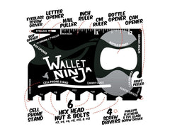 Syga Wallet Ninja 18 in 1 Multi-purpose Credit Card Size Steel Pocket Tool with Smart Cover (Black)