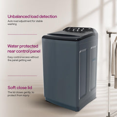 Godrej 8 Kg 5 Star Zero Pressure (0.02 MPa) Technology With Steel Drum Fully-Automatic Top Load Washing Machine (WTEON ADA 80 5.0 FEFN GLGR, Glacial Grey, With Soft Close Lid)
