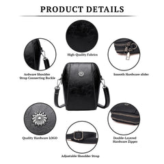 SYGA Women's Soft Leather Crossbody Mini Small Bag Fashion Vertical Style Small Mobile Phone Bag(Black)