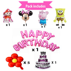 SYGA Cute Birthday Party Balloons Set - Happy Birthday Letters Balloons and Birthday Celebration Balloons Supplies Birthday Party Decoration Kits for Birthday (Pink)