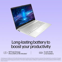HP 15s, 12th Gen Intel Core i3-1215U (8GB DDR4, 512GB SSD) Anti-Glare, 15.6"/39.6cm,FHD, Win 11, MS Office 21, Silver, 1.69kg, fy5006tu/fd0751tu/fd0752tu, UHD Graphics, HD Camera, Dual Speakers Laptop