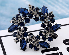 SYGA Brooch Pin Fashion Crystal Rhinestone Jewellery Pin Vintage Accessories Decoration Clothing Bouquet Brooches for Bridal Women Girl (BLUE-CIRCLE)