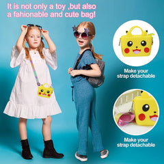 SYGA Children Pop It Fidget Smiley Lucky Happy Flower Silicone Bag Kids Push Educational Bubble Shoulder Messenger Bag (Flower Light Yellow)