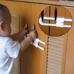 SYGA Sliding Child Safety Cabinet Locks, U Shaped Baby Proof Cupboard Kitchen Lock, Childproof Cabinet Latch Kid Safety for Knobs and Handles Home Furniture Door (Pack of 6)