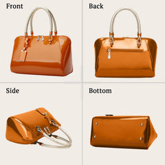 SYGA Gloosy versatile patent leather women's bags, texture and personality, portable Handbag, crossbody bag(ORANGE)