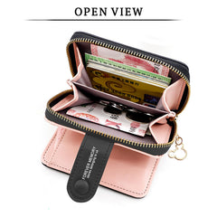 SYGA Women's Short Zipper Buckle Personalized Pu Leather Wallet Coin & Card Purse(Flower Black)