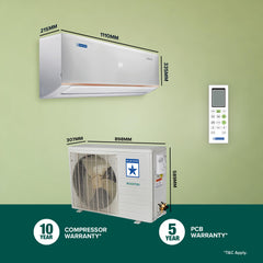 Blue Star 2 Ton 3 Star Hot and Cold, Inverter Split AC (Copper, Convertible 5 in 1 Cooling, 4 Way Swing, Multi Sensors, Dust Filter, Blue Fins, Self Diagnosis, IC324DNUHC, White)