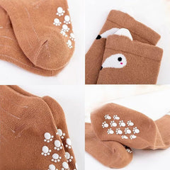 MOMISY 3 Pairs of Baby Kids Children Anti Skid Sleep Spring Winter And Autumn Combed Cotton Long Tube Knee-High Socks (IN, Age, 12 Months, 3 Years, Brown White Grey)