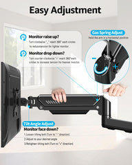MOUNTUP Single Monitor Wall Mount for Max 32 Inch Computer Screen, Fully Adjustable Monitor Arm, Wall Mount Monitors Holder Support 4.4-19.8lbs Display, VESA Bracket Fit 75x75mm, 100x100mm