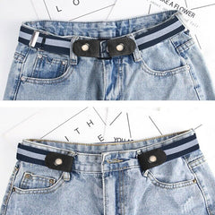 SYGA Jeans Belt Elastic Women's Punch-Free Decoration buckle Style Lazy Belt