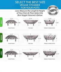 SYGA Stainless Steel Vegetable Steamer Basket/Insert for Pots, Pans, Crock Pots & More. 7.5" to 11"