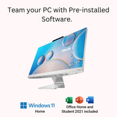 ASUS A3402, 23.8" FHD, 13th Gen, Intel Core i5-1335U, All-in-One PC (8GB RAM/512GB SSD/Windows 11/Office 2021/White/5.4 Kg) with Wireless White Keyboard & Mouse, 3 Years Warranty, A3402WVA-WPC004WS