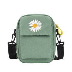 MOMISY Women Woman Mobile Cell Phone Sling Messenger Canvas Shoulder Bag Ladies Small Cross Body Long Strap Purse For School, College, Cycling, Travelling, Work - Green