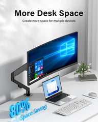 HEYMIX LIFE Single Monitor Arm, Ergonomic Monitor Stand VESA Mount, Computer Screen Arm Gas Spring, VESA Arm, Monitor Mount & 2 Grommet Mounting Base For 13-32'' 2-9 Kgs Sceens