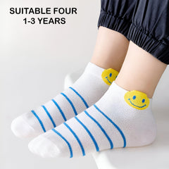 MOMISY 5 Pairs Baby kids Girl Boys Toddlers InfantmCotton Stretch Baby Socks (IN, Age, 1 Year, 3 Years, Emoji)