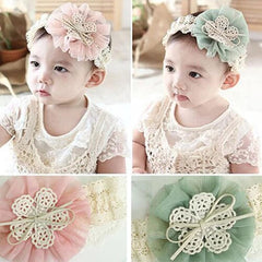 SYGA Pack Of 5 Pcs Baby Headbands Nylon Soft Flower Strechable Hairbands Bow Headband Newborn Infant Toddlers Kids 0-3 Year(Multicolor)