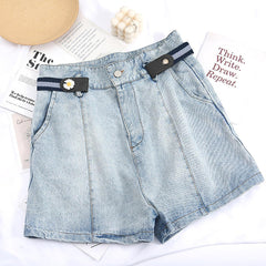 SYGA Jeans Belt Elastic Women's Punch-Free Decoration Flower buckle Style Lazy Belt