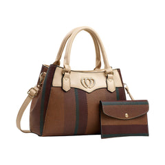 SYGA 2 Pcs Women's Stylish Contrast Color Handbag with Wallet | Medium Tote Bag with Shoulder Strap | Ideal for Daily Use & Gifting