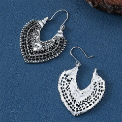 SYGA Women's Open Heart Earrings, Hollow Alloy, Vintage Style Dangles(Silver)